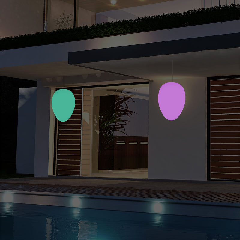 Plafonnier pour terrasse ou jardin fonctionnant sur secteur, lampe à LED Œuf de 37 cm, RGB
