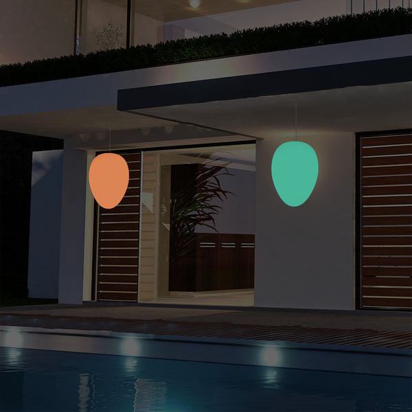 Plafonnier pour terrasse ou jardin fonctionnant sur secteur, lampe à LED Œuf de 37 cm, RGB
