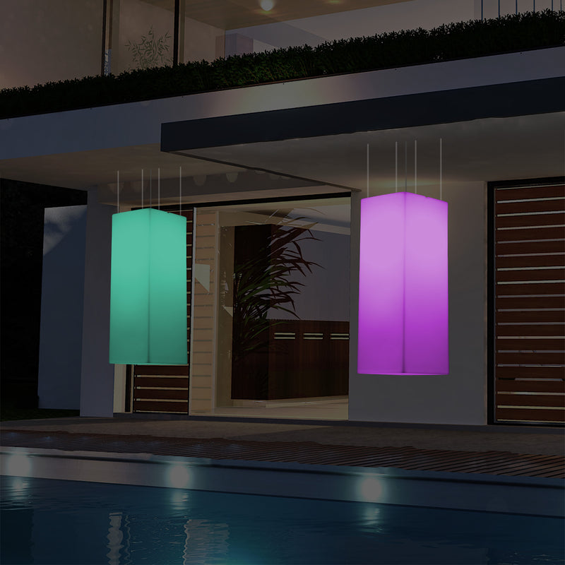 Lampe suspendue à LED pour terrasse jardin sur secteur Lumière suspendue rectangulaire 80 x 30cm RGB