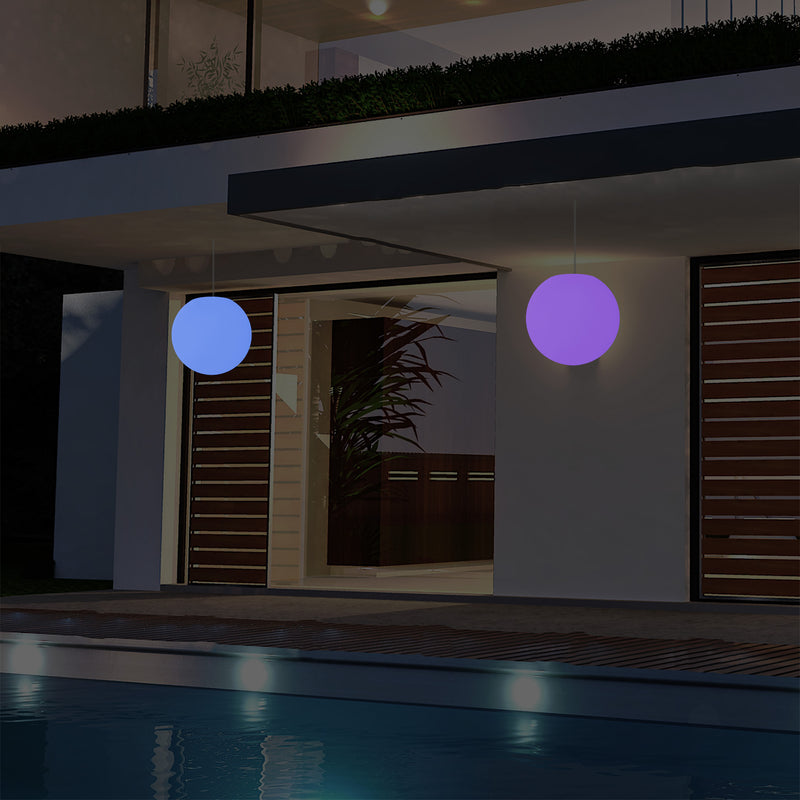 Plafonnier extérieur de véranda, sur secteur Lampe suspendue Globe à LED de 25cm, couleur changeante