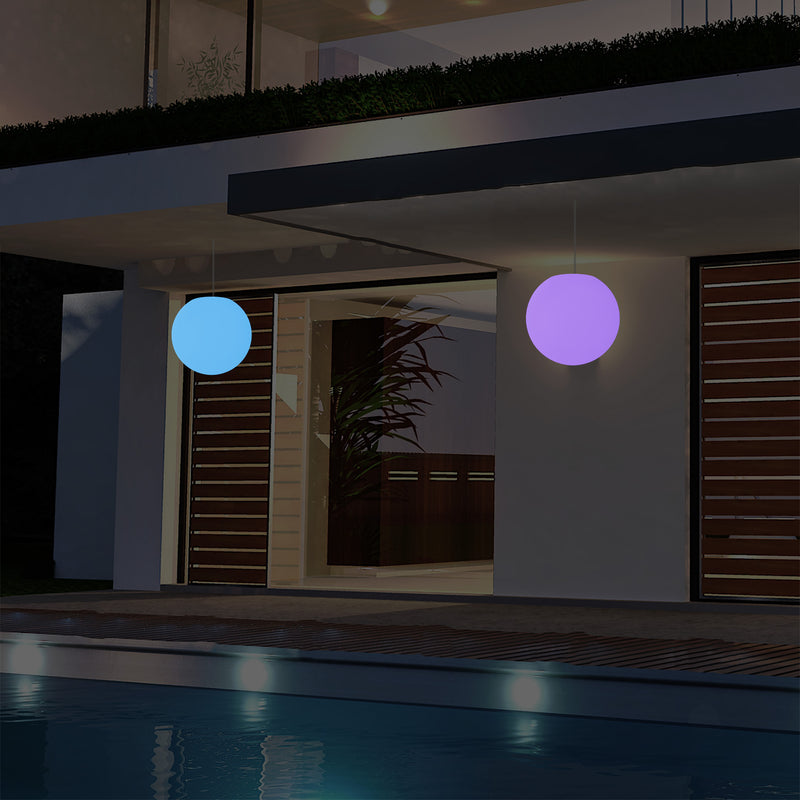 Suspension jardin extérieur Plafonnier LED alimenté par le secteur boule de 15 cm couleur changeante