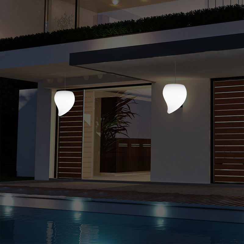 Lampe suspendue LED balcon extérieur alimentée par secteur Lampe suspendue larme 20 cm, multicolore