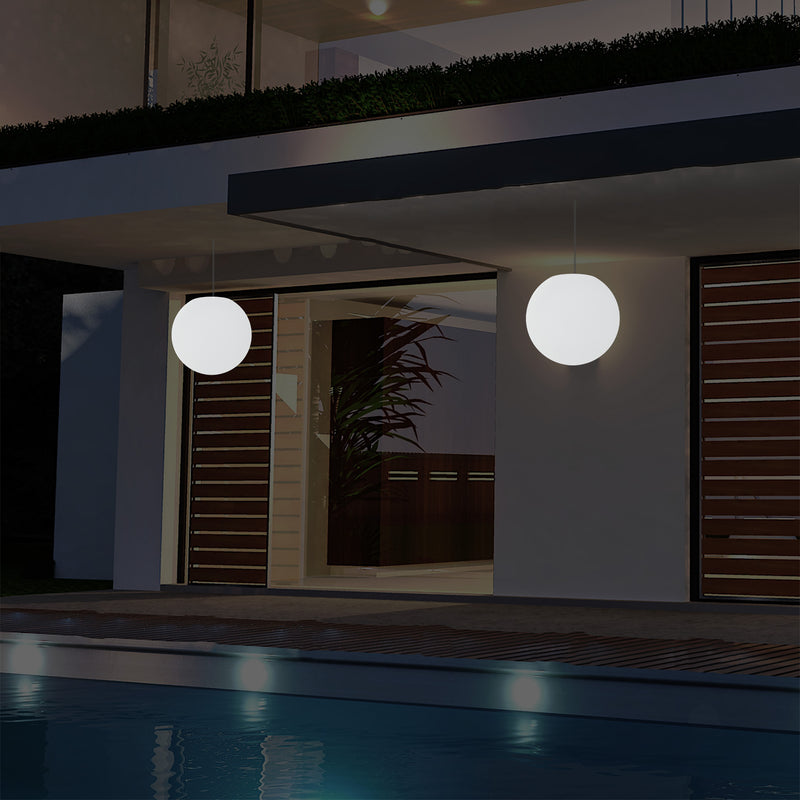 Plafonnier extérieur de véranda, sur secteur Lampe suspendue Globe à LED de 25cm, couleur changeante