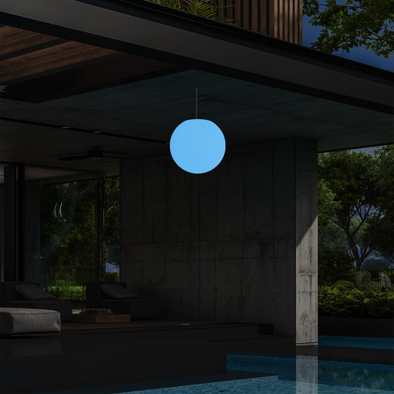 Suspension jardin extérieur Plafonnier LED alimenté par le secteur boule de 15 cm couleur changeante