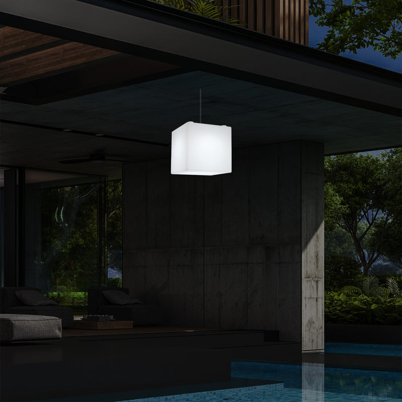 Lampe suspendue LED jardin extérieur sur secteur Lampe suspendue en forme de cube 15 cm multicolore