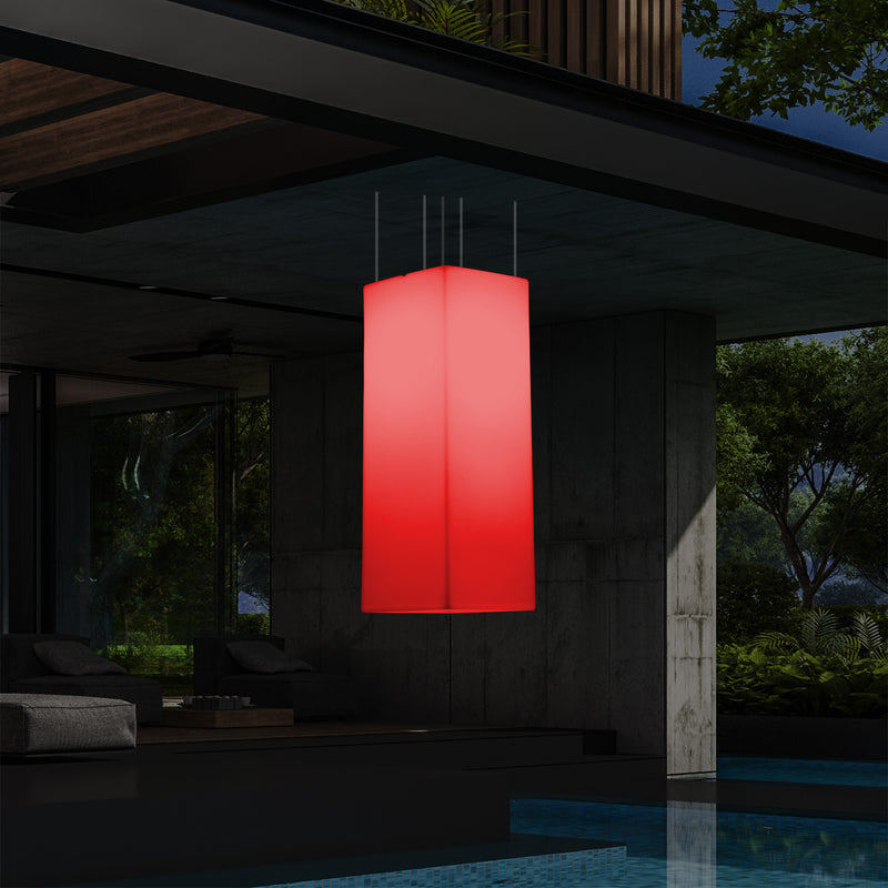 Lampe suspendue à LED pour terrasse jardin sur secteur Lumière suspendue rectangulaire 80 x 30cm RGB