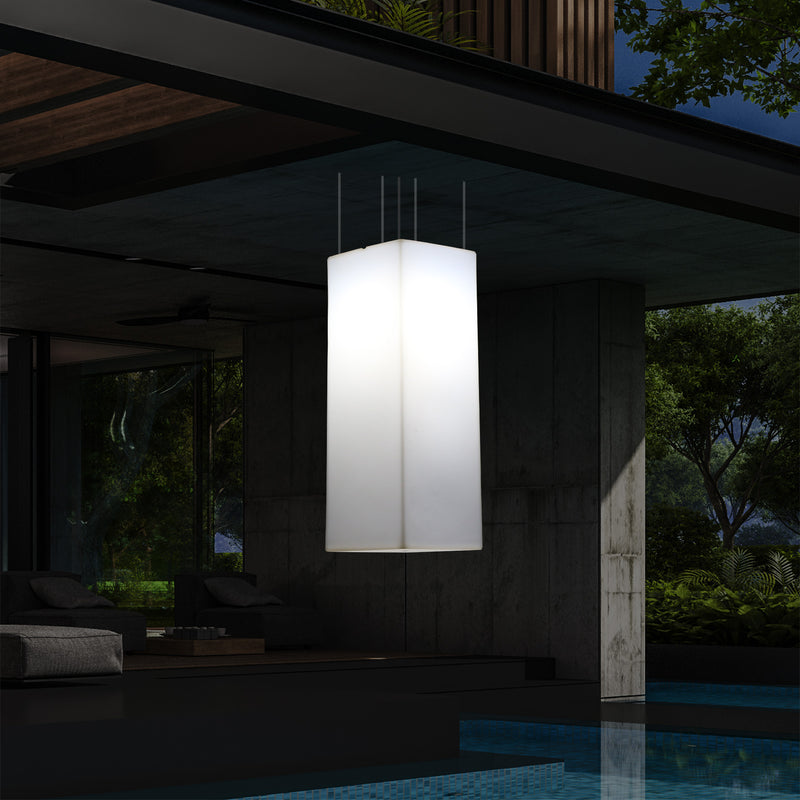 Lampe suspendue à LED pour terrasse jardin sur secteur Lumière suspendue rectangulaire 80 x 30cm RGB
