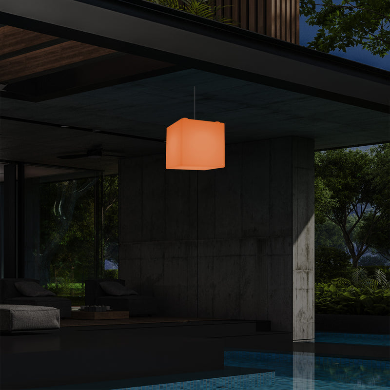 Lampe suspendue LED jardin extérieur sur secteur Lampe suspendue en forme de cube 15 cm multicolore