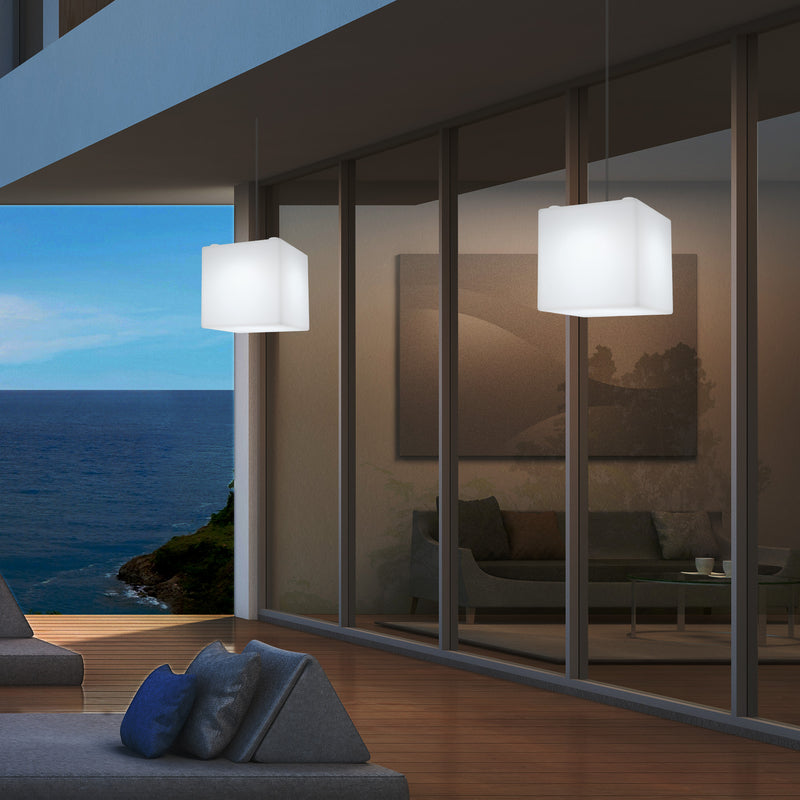 Lampe suspendue LED jardin extérieur sur secteur Lampe suspendue en forme de cube 15 cm multicolore