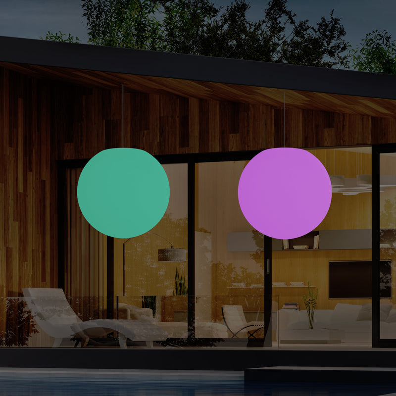 Suspension pour terrasse jardin Plafonnier à LED alimenté par le secteur, globe de 60 cm, boule RGB