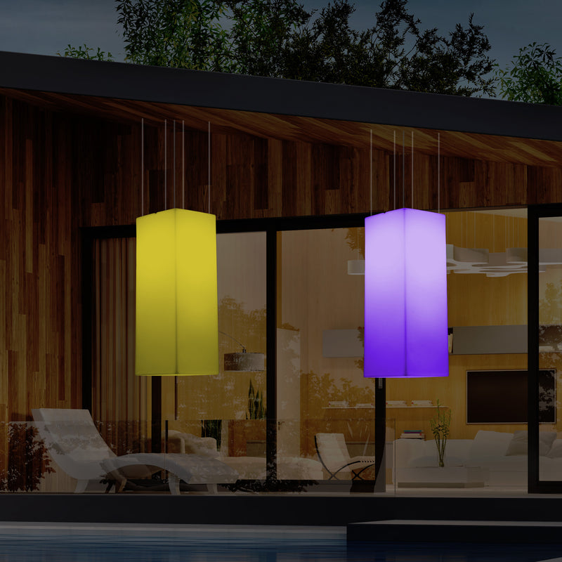 Lampe suspendue à LED pour terrasse jardin sur secteur Lumière suspendue rectangulaire 80 x 30cm RGB