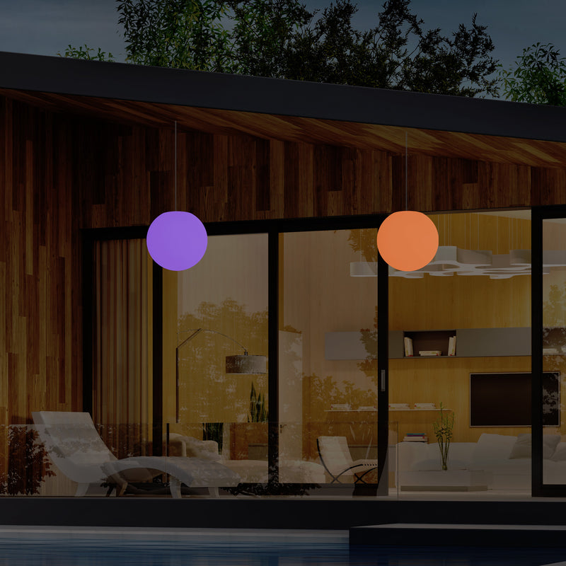 Plafonnier extérieur de véranda, sur secteur Lampe suspendue Globe à LED de 25cm, couleur changeante