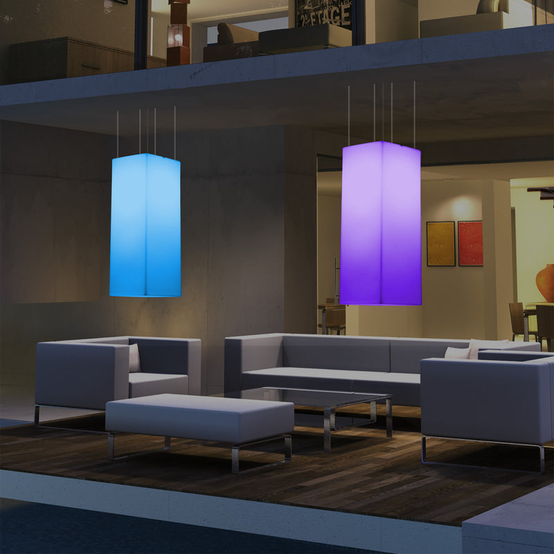 Lampe suspendue à LED pour terrasse jardin sur secteur Lumière suspendue rectangulaire 80 x 30cm RGB