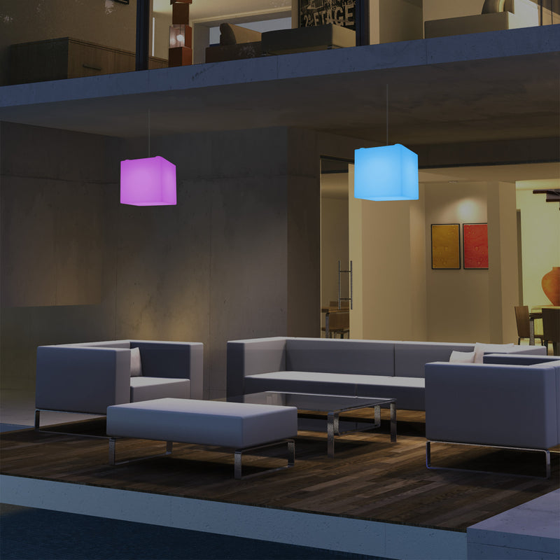 Lampe suspendue LED jardin extérieur sur secteur Lampe suspendue en forme de cube 15 cm multicolore