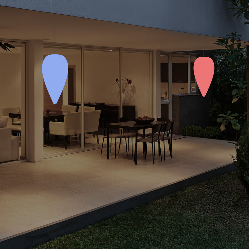 Suspension pour terrasse extérieur, Plafonnier LED alimenté par le secteur, goutte d'eau 37 cm, RGB