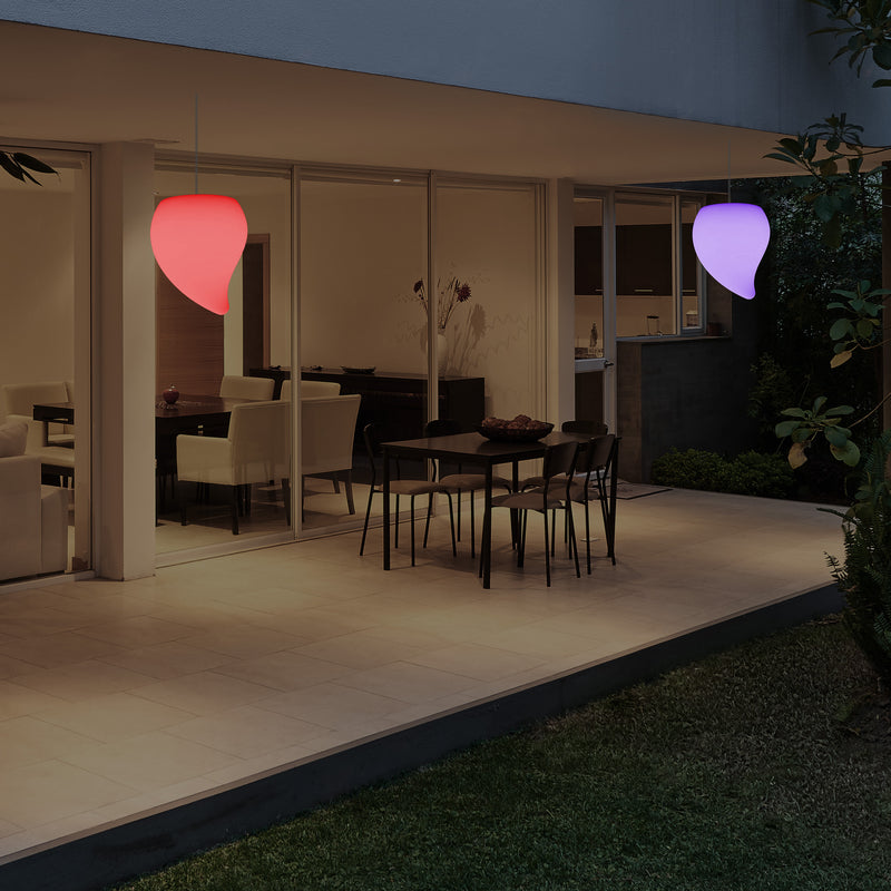 Lampe suspendue LED balcon extérieur alimentée par secteur Lampe suspendue larme 20 cm, multicolore