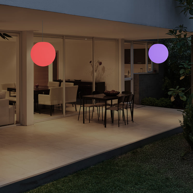 Suspension jardin extérieur Plafonnier LED alimenté par le secteur boule de 15 cm couleur changeante