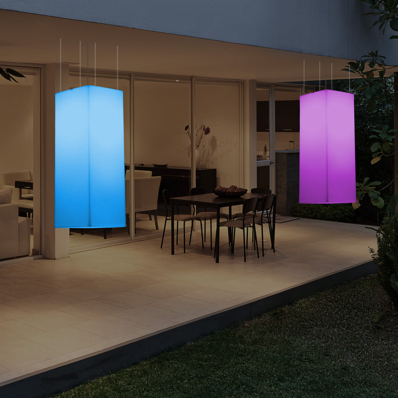 Lampe suspendue à LED pour terrasse jardin sur secteur Lumière suspendue rectangulaire 80 x 30cm RGB