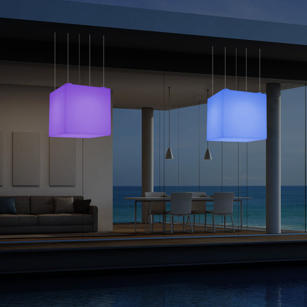 Plafonnier de terrasse pour l’extérieur sur secteur Lampe suspendue Cube LED 50 cm basse tension 5V