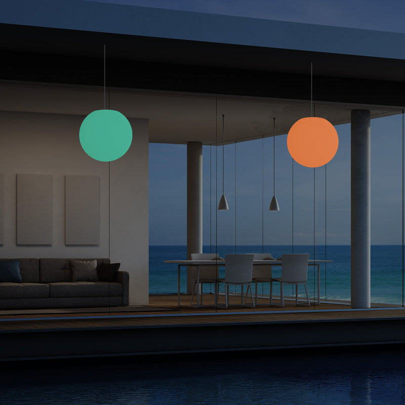 Plafonnier extérieur de véranda, sur secteur Lampe suspendue Globe à LED de 25cm, couleur changeante