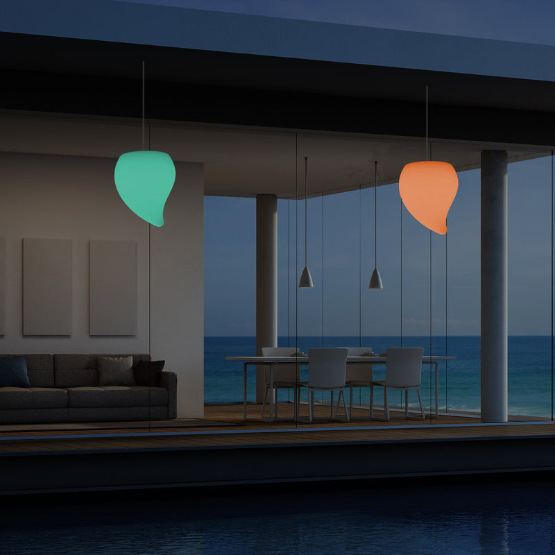 Lampe suspendue LED balcon extérieur alimentée par secteur Lampe suspendue larme 20 cm, multicolore
