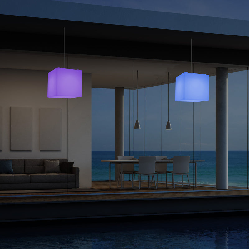 Lampe suspendue LED jardin extérieur sur secteur Lampe suspendue en forme de cube 15 cm multicolore