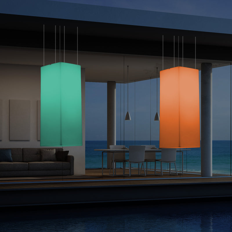 Lampe suspendue à LED pour terrasse jardin sur secteur Lumière suspendue rectangulaire 80 x 30cm RGB