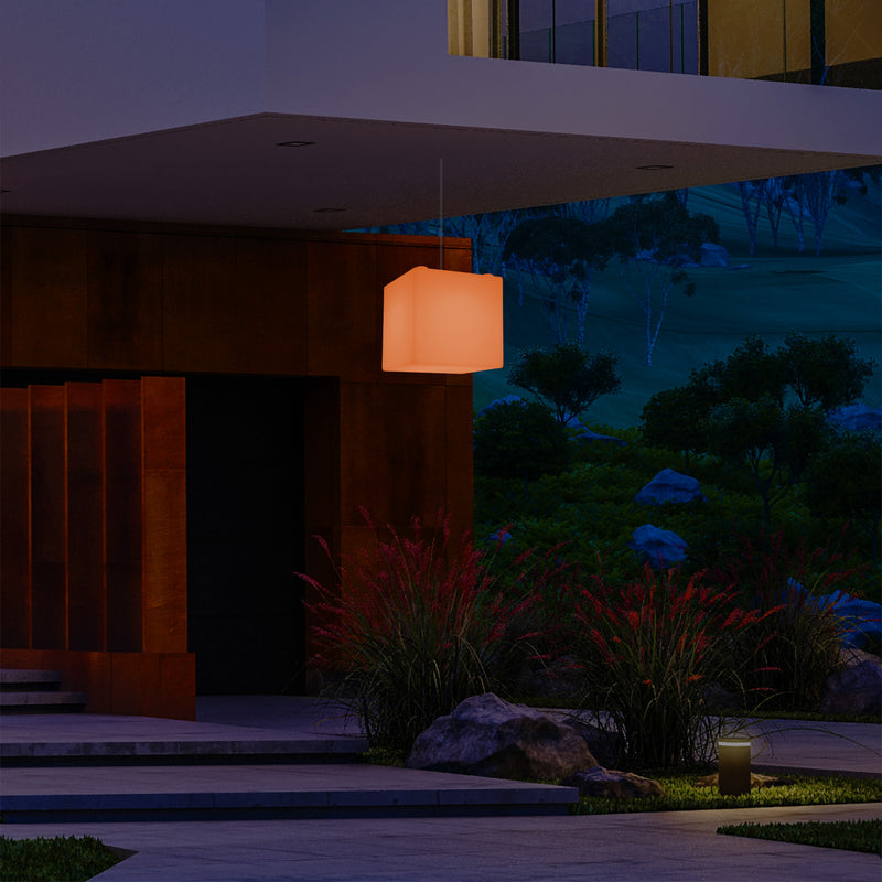 Lampe suspendue LED jardin extérieur sur secteur Lampe suspendue en forme de cube 15 cm multicolore
