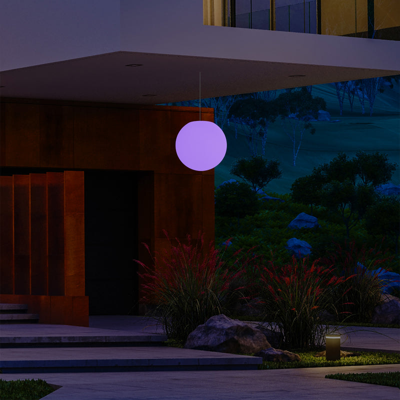 Plafonnier extérieur de véranda, sur secteur Lampe suspendue Globe à LED de 25cm, couleur changeante