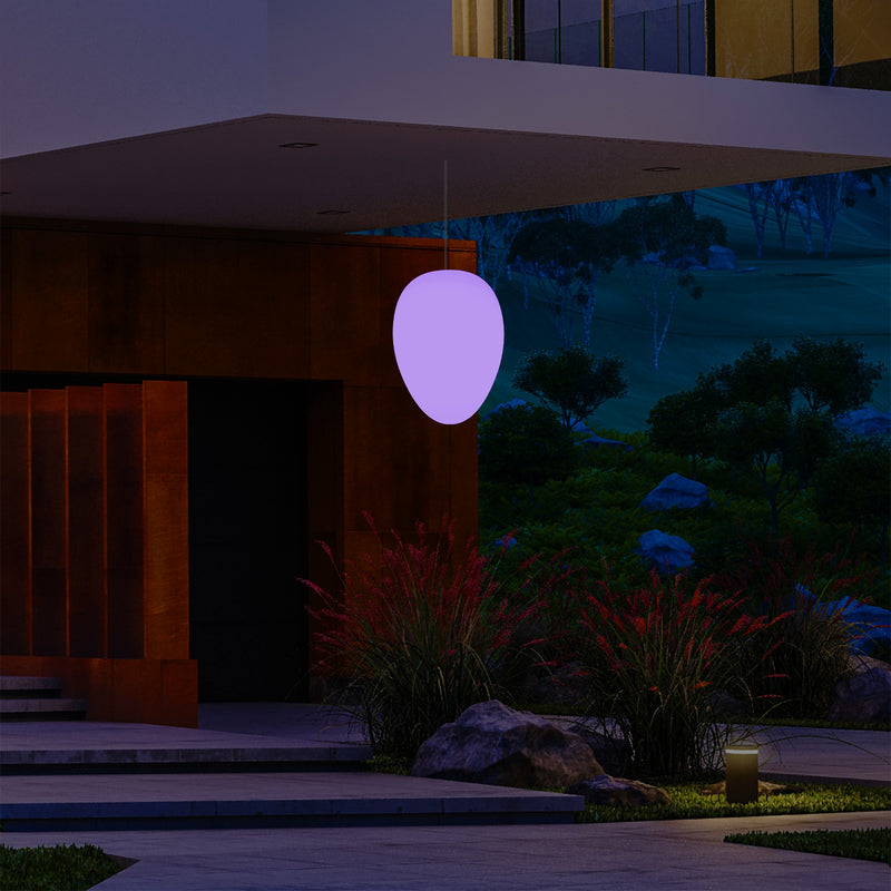 Plafonnier pour terrasse ou jardin fonctionnant sur secteur, lampe à LED Œuf de 37 cm, RGB