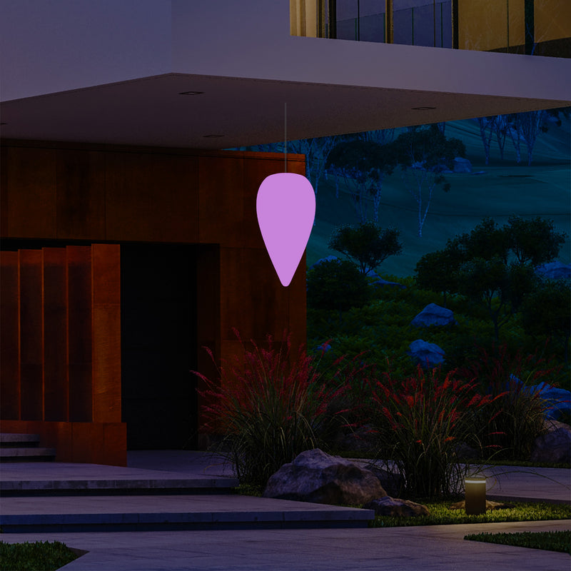 Suspension pour terrasse extérieur, Plafonnier LED alimenté par le secteur, goutte d'eau 37 cm, RGB