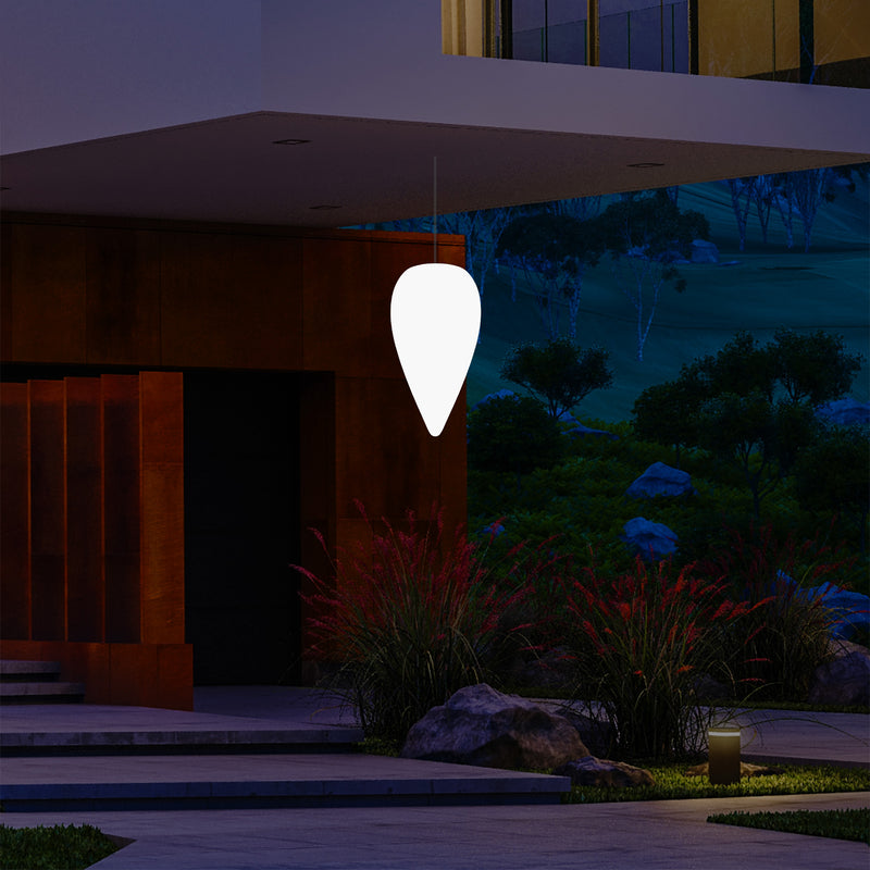 Suspension pour terrasse extérieur, Plafonnier LED alimenté par le secteur, goutte d'eau 37 cm, RGB