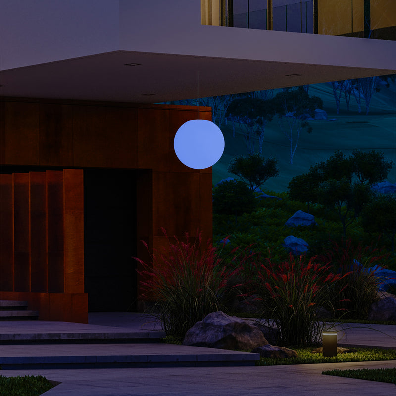 Lampe suspendue à LED patio jardin sur le secteur Lampe suspendue en forme de sphère taille 20cm RGB