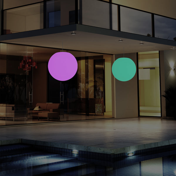 Suspension pour balcon extérieur, plafonnier à LED alimenté par le réseau, boule de 30cm multicolore