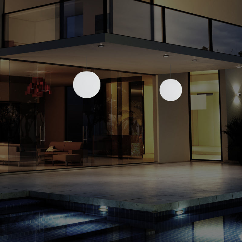 Plafonnier extérieur de véranda, sur secteur Lampe suspendue Globe à LED de 25cm, couleur changeante