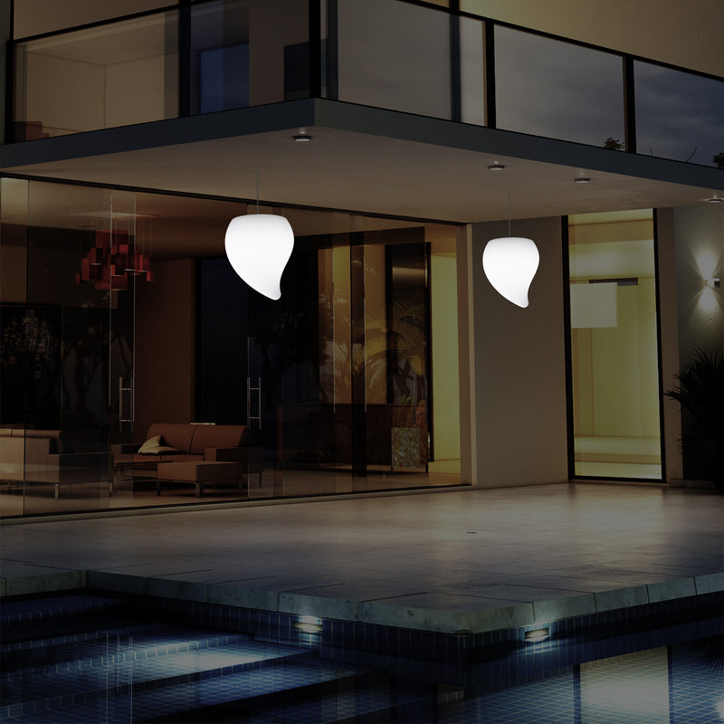 Lampe suspendue LED balcon extérieur alimentée par secteur Lampe suspendue larme 20 cm, multicolore