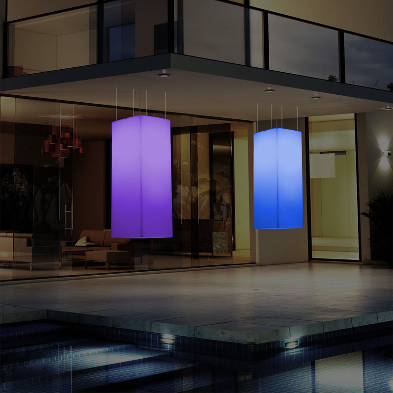 Lampe suspendue à LED pour terrasse jardin sur secteur Lumière suspendue rectangulaire 80 x 30cm RGB