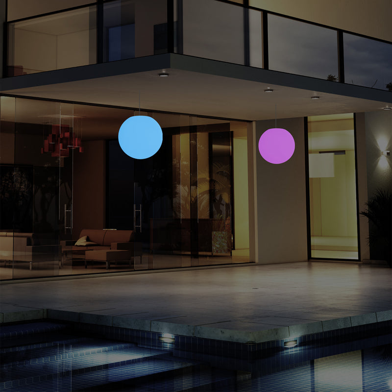 Suspension jardin extérieur Plafonnier LED alimenté par le secteur boule de 15 cm couleur changeante