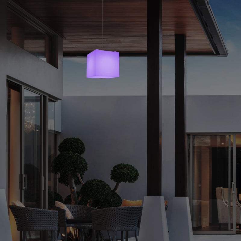 Lampe suspendue LED jardin extérieur sur secteur Lampe suspendue en forme de cube 15 cm multicolore