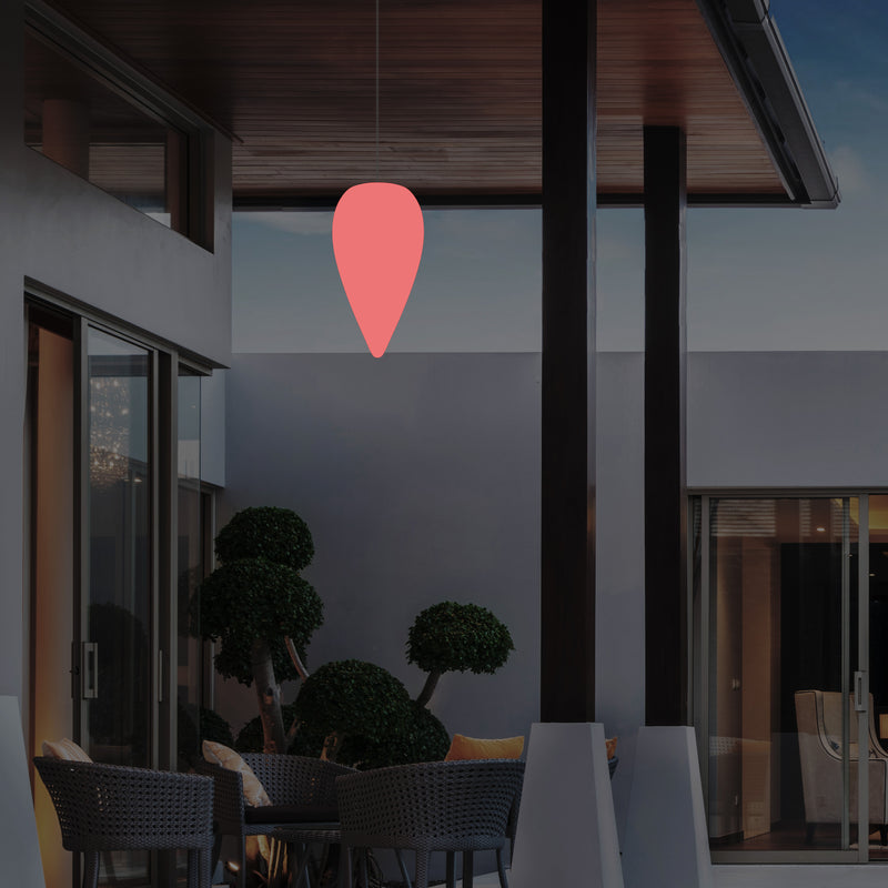 Suspension pour terrasse extérieur, Plafonnier LED alimenté par le secteur, goutte d'eau 37 cm, RGB