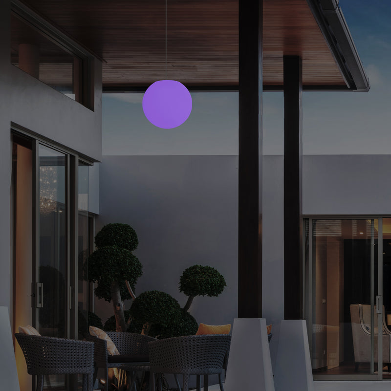 Suspension jardin extérieur Plafonnier LED alimenté par le secteur boule de 15 cm couleur changeante