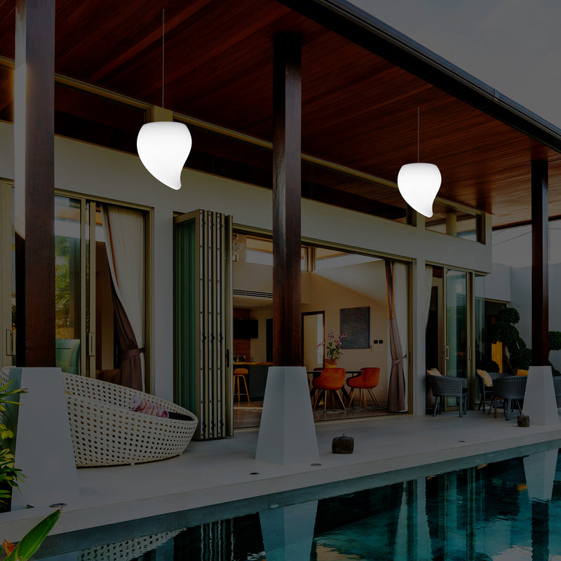 Lampe suspendue LED balcon extérieur alimentée par secteur Lampe suspendue larme 20 cm, multicolore