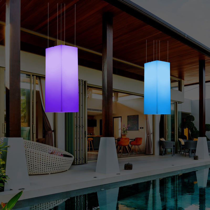 Lampe suspendue à LED pour terrasse jardin sur secteur Lumière suspendue rectangulaire 80 x 30cm RGB