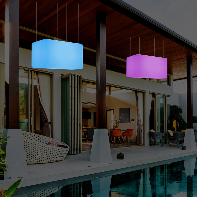 Plafonnier pour jardin et extérieur sur secteur, 55 x 35 cm Lampe linéaire à LED Luminaire îlot, RGB