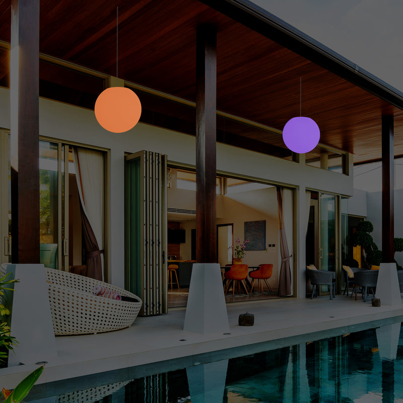 Suspension jardin extérieur Plafonnier LED alimenté par le secteur boule de 15 cm couleur changeante
