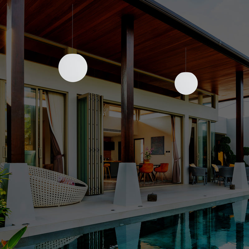 Plafonnier extérieur de véranda, sur secteur Lampe suspendue Globe à LED de 25cm, couleur changeante