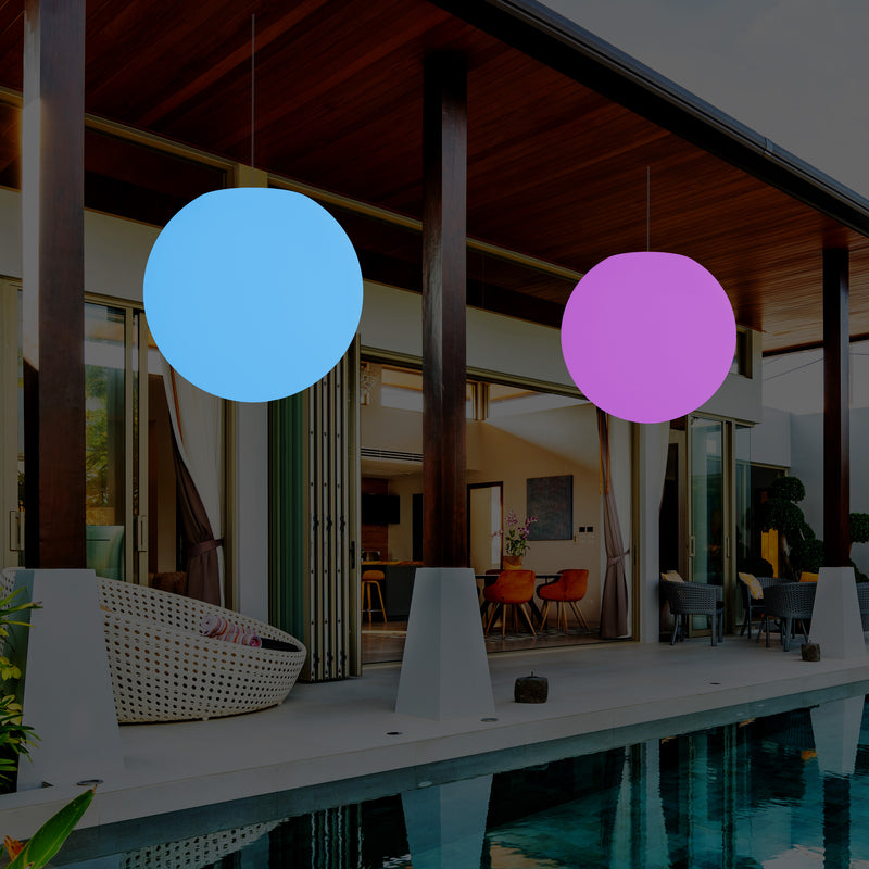 Suspension pour terrasse jardin Plafonnier à LED alimenté par le secteur, globe de 60 cm, boule RGB