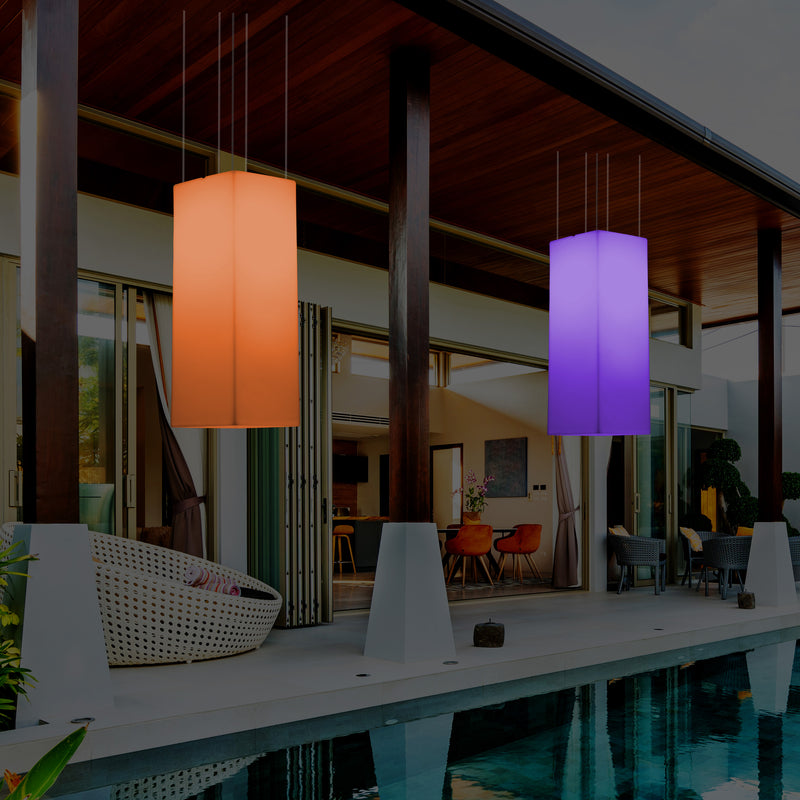 Plafonnier pour véranda extérieure fonctionnant sur secteur 110x30cm Lampe pendante colonne LED, RGB