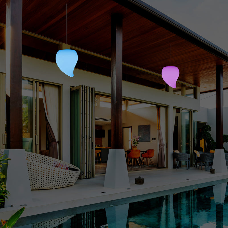 Lampe suspendue LED balcon extérieur alimentée par secteur Lampe suspendue larme 20 cm, multicolore
