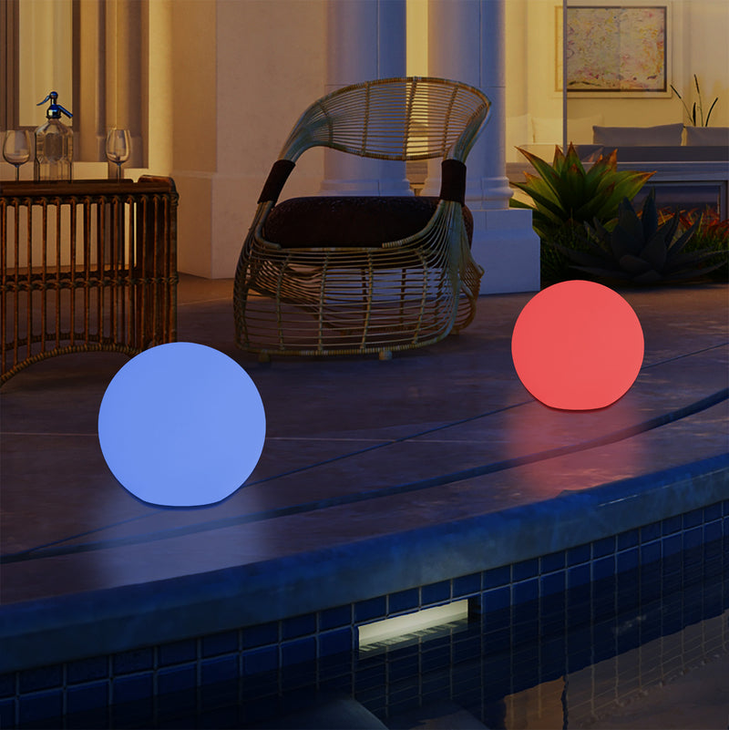 Lampe de table globe LED extérieur éclairage jardin alimenté par secteur 5V boule 20 cm multicolore